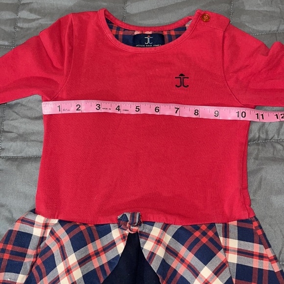 JESSIE AND JAMES LONDON RED BLUE CREAM PLAID LONG SLEEVE RUFFLED DRESS Size 3YR - Picture 13 of 15